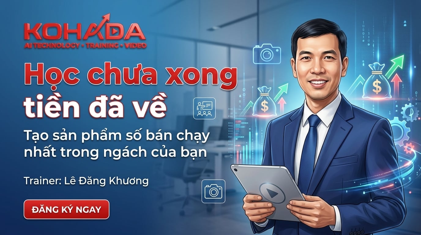 Học Chưa Xong - Tiền Đã Về · Tạo sản phẩm số bán chạy nhất trong ngách của bạn · Trainer Nguyễn Thị Nhung · KOHADA